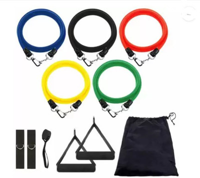 PHB Power resistance band 11 Pcs Set for Beginner to Experts Resistance Tube(Multicolor)