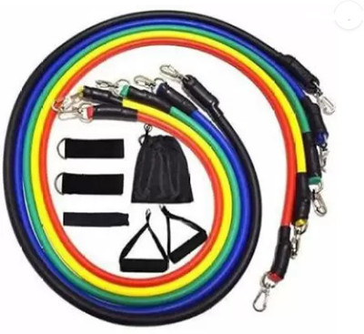 PHB Unbreakable 11 Pcs Resistance Band Set Resistance Tube(Multicolor)