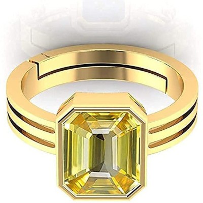 BWM GEMS Certified 8.25 Ratti Yellow SapphireStone (Pukhraj) Panchdhatu Alloy Sapphire Gold Plated Ring