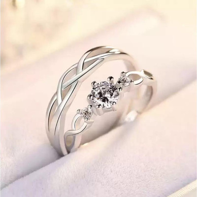 pcmart Adjustable Couple Ring For Girls & Boys Alloy Silver Plated Ring Set