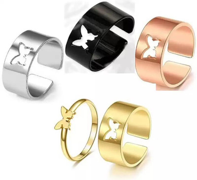 Rhosyn Butterfly Design Stylish Ring Set of 5 Alloy Ring Set
