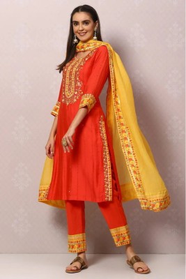 BIBA Embroidered Kurta, Trouser/Pant & Dupatta Set