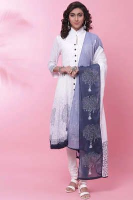 BIBA Printed Kurta, Churidar & Dupatta Set