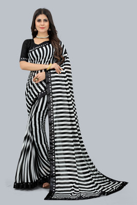 85% OFF on ksevencreation Striped Bollywood Lycra Blend Saree(White, Black) 85% OFF on ksevencreation Striped Bollywood Lycra Blend Saree(White, Black)