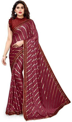 JSIYA Printed Bollywood Lycra Blend Saree(Maroon)