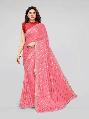 JSIYA Printed Bollywood Lycra Blend Saree(Pink)
