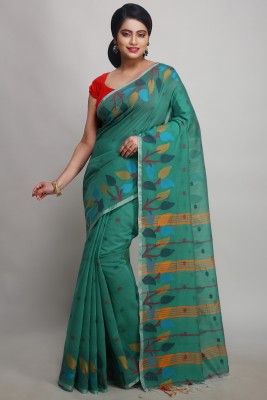 WoodenTant Woven Bollywood Cotton Silk Saree(Green)