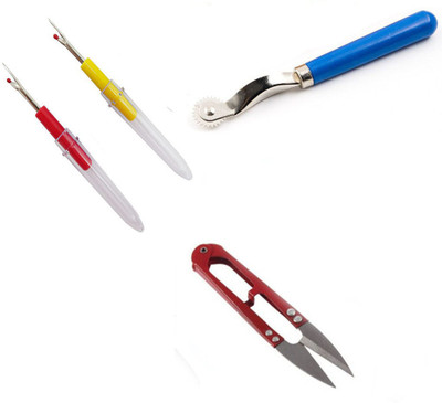 Crafts Haveli 3 Items Combo : 2 Seam Ripper, 1 Thread Cutter & 1 Tracing Wheel Sewing Kit