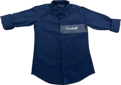 AavisaQueency Boys Solid Casual Dark Blue Shirt