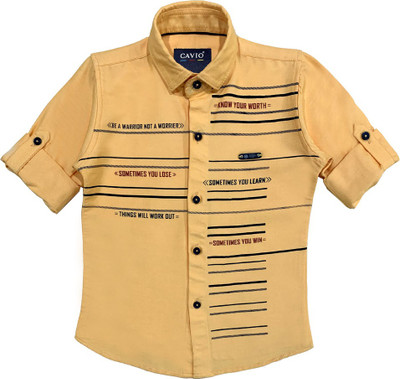 CAVIO Boys Printed Casual Orange Shirt