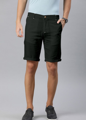 COTTON CLIMATE Solid Men Black Chino Shorts