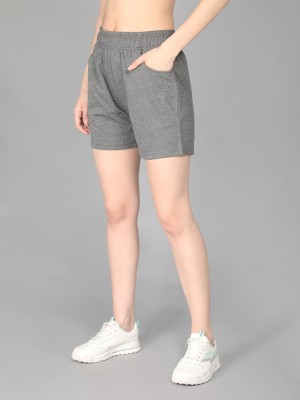 CHKOKKO Solid Women Dark Grey Casual Shorts