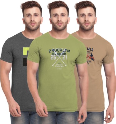 Bullmer Printed Men Round Neck Multicolor T-Shirt