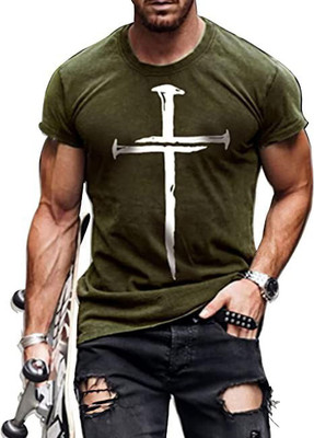 ATTITUDE START OF FASHION Printed Men Round Neck Green T-Shirt