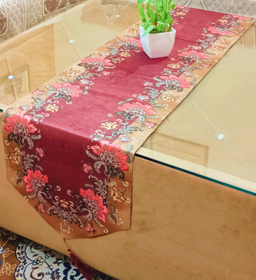 Saksham Enterprises Red 183 cm Table Runner(Velvet)