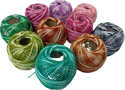 Quickcollection Thread Embroidery Red Rose Crochet Yarn Ball Stitching Multi Colour Thread(90 m Pack of10)