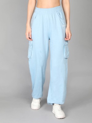 CHKOKKO Solid Women Light Blue Track Pants