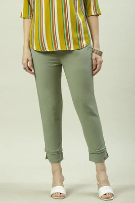 BIBA Slim Fit Women Green Trousers