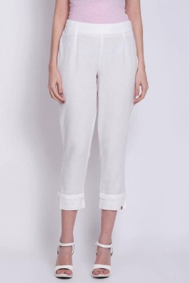 BIBA Slim Fit Women White Trousers