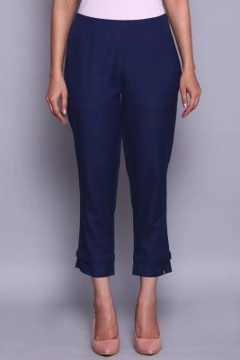 BIBA Slim Fit Women Dark Blue Trousers