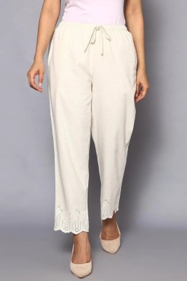 BIBA Regular Fit Women White Trousers