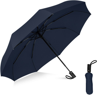 Cairoman Large Umbrella for Men and Women 3-Fold with Auto Open and Close (Black) Umbrella(Blue)