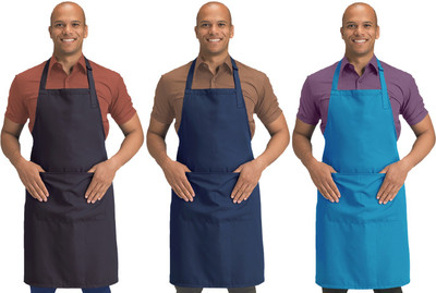 Blackpoll Polyester Home Use Apron - Free Size(Blue, Grey, Light Blue, Pack of 3)