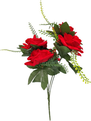DEVBHOOMI Red Rose Artificial Flower(14 inch, Pack of 1, Flower Bunch)