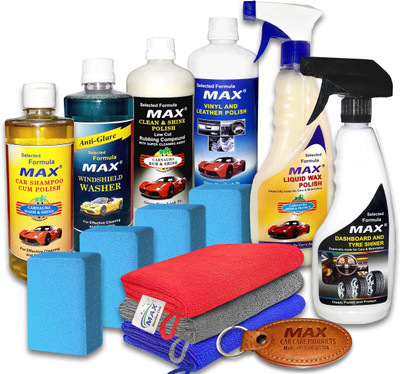 MAX Professional Car Care Kit of 6 Products with 3 Pcs Microfiber Cloth & 4 Pcs Foam Combo