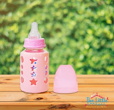 The Little Lookers Glass Feeding Bottle for Newborns/Infants/Babies - 120 ml(Pink)