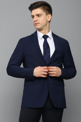 LOUIS PHILIPPE Solid Single Breasted Formal Men Blazer(Dark Blue)