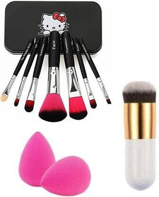 Lusty soul Makeup Brush 7 pc Brush Set black Foundation Brush 2 Blender (10 Items in the set)(10 Items in the set)