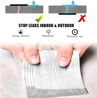DN BROTHERS Waterproof Aluminum Butyl Rubber Tape Manual Leak Proof Repair Tape for Pipe/Metal/Roof Leak/Window Seal (Manual)(Set of 1, Silver)