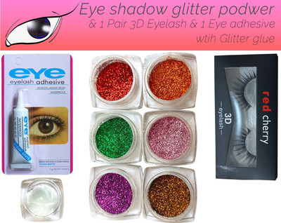 vizo Sensational Premium Eye shadow glitter powder + 1 Eyelash + 1 Eyelash Adhesive(4 Items in the set)
