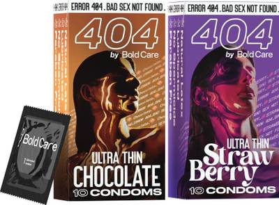 Bold Care 404 Ultra Thin Chocolate Flavored Condoms + Ultra Thin Strawberry Flavored Condom
