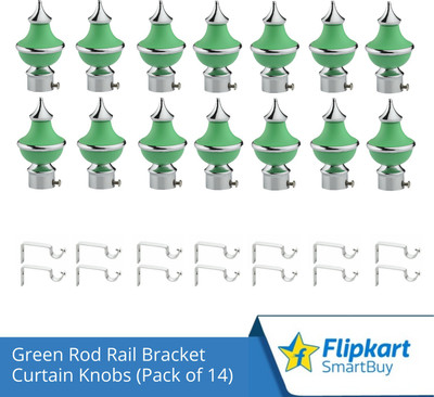 Flipkart SmartBuy Green Curtain Knobs, Rod Rail Bracket Metal(Pack of 14)