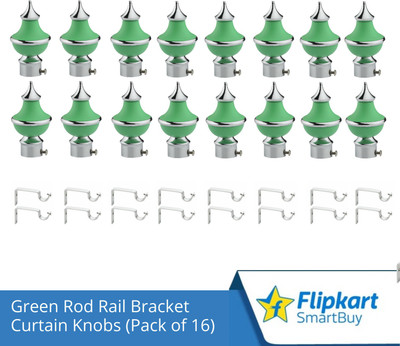 Flipkart SmartBuy Green Curtain Knobs, Rod Rail Bracket Metal(Pack of 16)