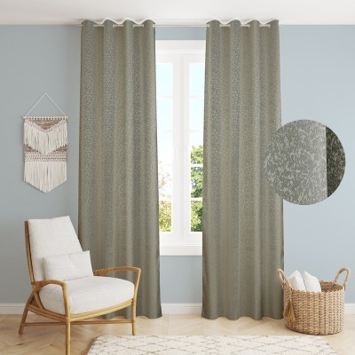 fiona creations 153 cm (5 ft) Jacquard Blackout Window Curtain (Pack Of 2)(Self Design, Grey)