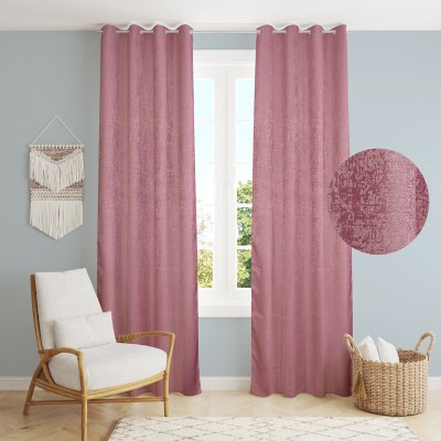 fiona creations 153 cm (5 ft) Jacquard Blackout Window Curtain (Pack Of 2)(Self Design, ROSE GOLD)