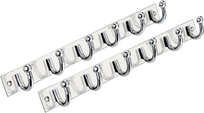 URIM Premium Stainless Steel (Pack of 2) Cloth Hanger Hook Rail 6(Pack of 2)