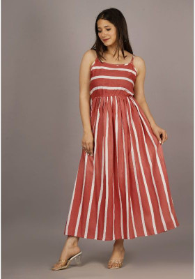 ASFEBRICS Women Gown Red Below Knee Dress