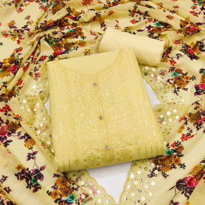 Aumki Georgette Embroidered Salwar Suit Material