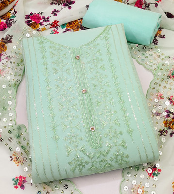 INITHI Georgette Embroidered Salwar Suit Material