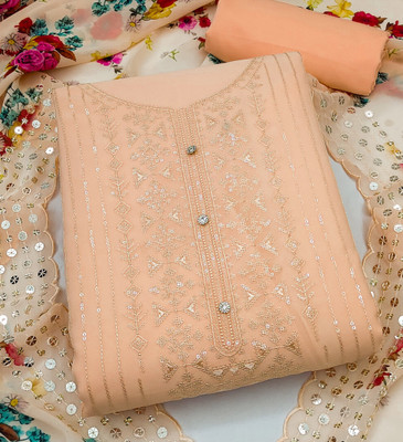 Aumki Georgette Embroidered Salwar Suit Material