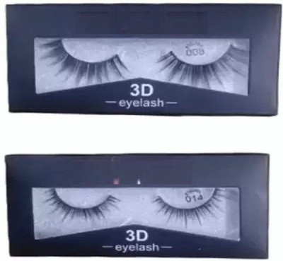 Elecsera Soft Natural 3D Thick Long False Eyelashes(Pack of 2)