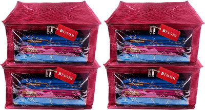 FAVISM Designer 9 Inch Height Side Transparent Big Saree Covers - Set of 4 Pcs. Maroon00214(Maroon)