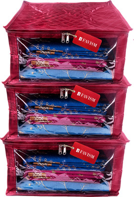FAVISM Designer 9 Inch Height Side Transparent Big Saree Covers - Set of 3 Pcs. Maroon00213(Maroon)