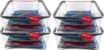 FAVISM Designer 9 Inch Height Full Transparent Big Saree Covers - Set of 4 Pcs. Grey00464(Grey)