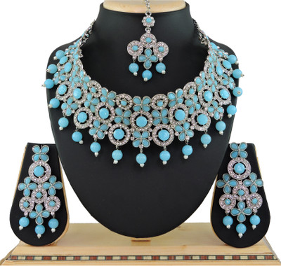 VATSALYA creation Alloy Gold-plated Blue, Silver Jewellery Set(Pack of 1)