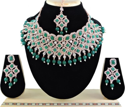 VATSALYA creation Alloy Gold-plated Green, Rose Gold Jewellery Set(Pack of 1)